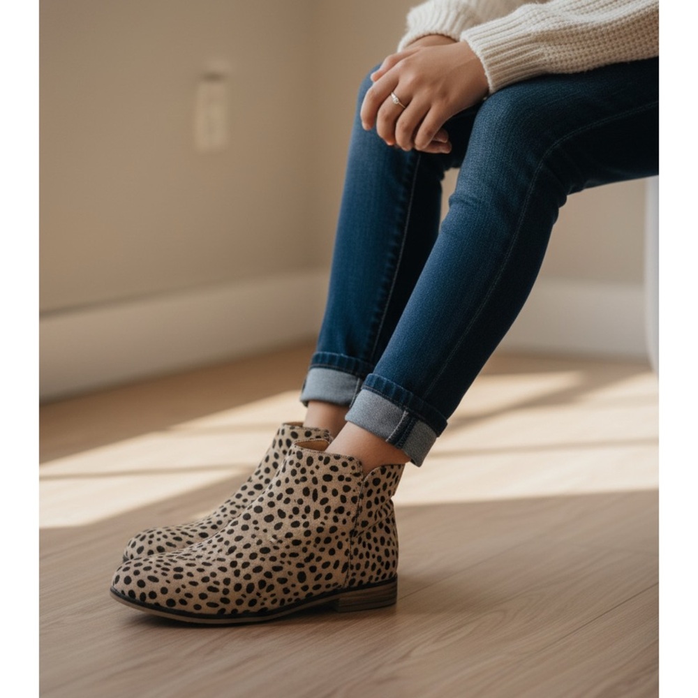 Cat & Jack Leopard Print Ankle‎ Boots | Girls Size 4